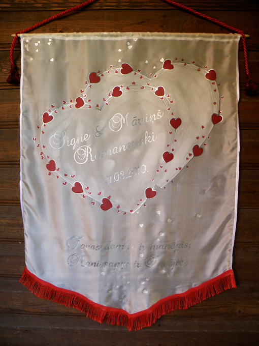Расписной Свадебный флаг – Два сердца